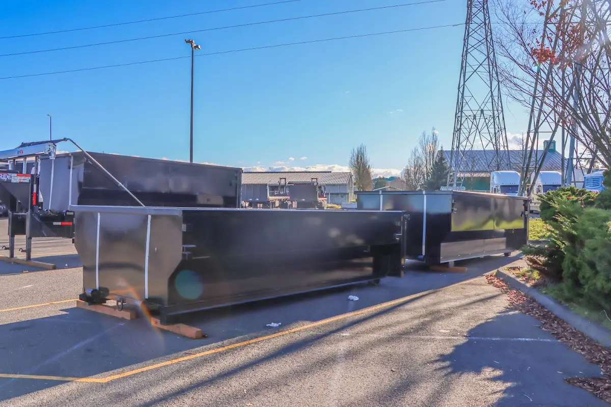 Roll-off dumpster ready for waste disposal at job site for Yard Waste Dumpster Rental in Loma Linda